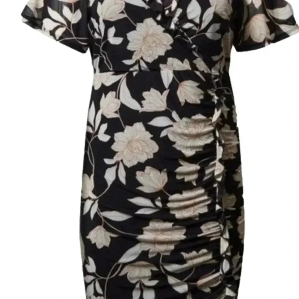 Torrid‎ At the Knee Mesh Surplice Ruffle Slit Dress Size 1X